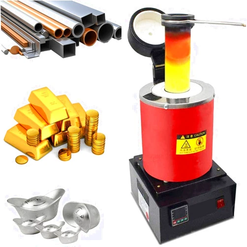 QIANMEI Gold Metal Melting Furnace kit 1/2/3KG Gold Melting Furnace, Digital Electric Melting Furnace With Graphite Crucible For Melt Scrap, Silver, Gold, Copper, Aluminum 110V/220V Refining Casting Furnace(R