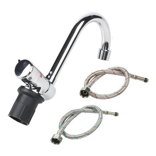 Girftong Fold Down RV Faucet, Camper Kitchen Sink Tap, All Copper Chrome Plated, 360 Degree Rotation, Hot and Cold Mixer for Motorhome, Yacht, Bar Counter, Spac