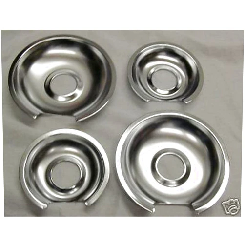 KEIFI Two WB32X10012 - Two WB32X10013 GB3 Chrome Burner Pans for GE Range Burner Drip Pans