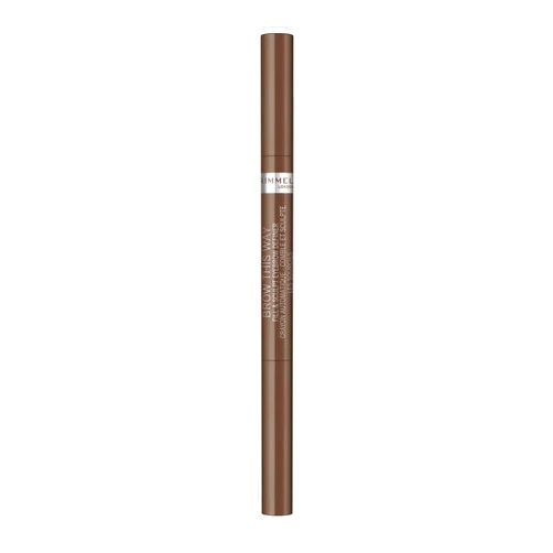 Rimmel Brow This Way Fill & Sculpt Eyebrow Definer, 002 Medium Brown, Double Ended Brow Pencil, Defines & Sculpts Brows, Lasts All Day, Vegan Formula, 0.01 oz