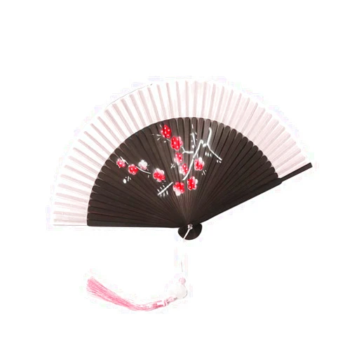 NatTco Folding Fans,Hand Fans, Handheld Fans, Folding Fans for Women Handmade Elegant Red Plum Folding Hand Fan Fashion Charming Vintage Retro Style Ladys Girls Gifts Elegant Hand