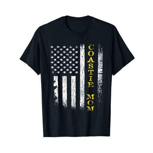 Coastie Apparel U.S. Coast Guard USCG Coastie Mom Flag T-Shirt