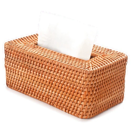 YANGQIHOME Rattan Tissue Box Cover, Rectangle Wicker Tissue Box Holder, Boho Tissue Box Cover for Living Room, Bathroom, Kitchen, Bedroom, 10.2 x 6.1 x 4.1 inch, Natural