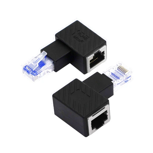 YACSEJAO Cat5e/Cat6 RJ45 Ethernet Adapter，2Pack 90 Degree Ethernet RJ45 / 8P8C Male to Female Right Angle Adapter Support Cat6 / Cat5e / Cat5 Standard LAN Cable（Left）