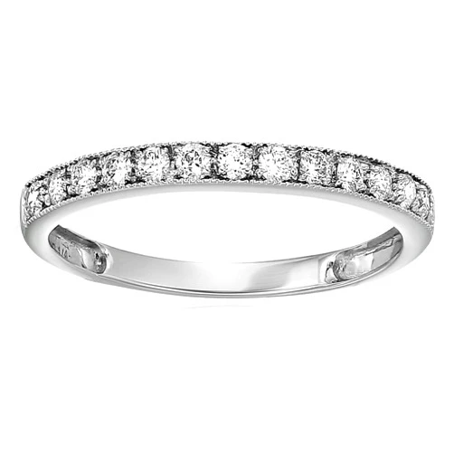 VIR JEWELS 1/4 carat (ctw) Diamond Wedding Anniversary Band for Women, Half Eternity Round Diamond Engagement Ring in 14K White Gold Prong Set with Milgrain 0.25 cttw, Size 3.5-10