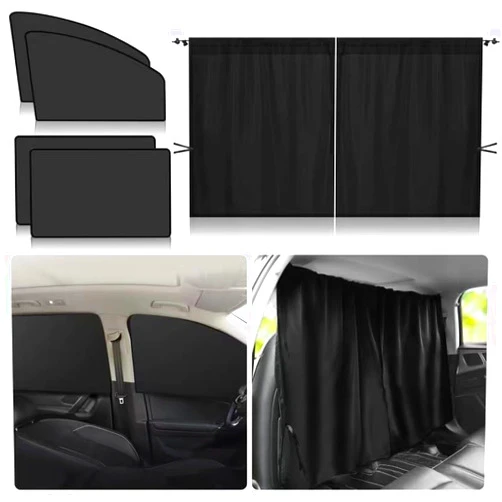 Jeyoon Car Window Sun Shade, Set of 5 Magnetic Car Window Shade for Baby, Light Blocking Car Privacy Window Covers, 1Privacy Divider Car Curtains & 4 Side Window Sun Shade for Sedan Truck SUV Car Camping