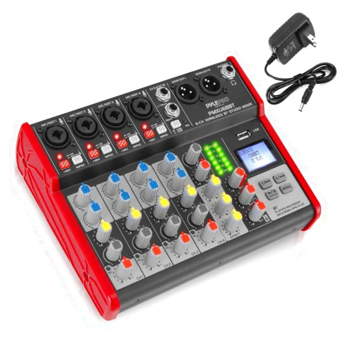PYLE Studio Audio Sound Mixer Board - 6 Channel Bluetooth Compatible Professional Portable Digital DJ Mixing Console w/ USB Mixer Audio Interface - Mixing Boards For Studio Recording - PMXU68BT