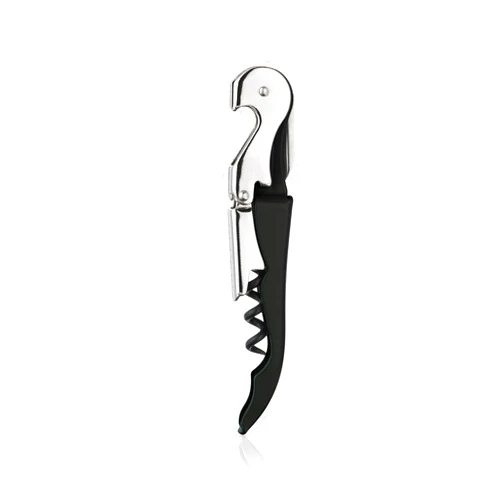 True TrueTap Double Hinged Waiter’s Corkscrew, Black Wine Bottle Opener with Foil Cutter, Wine Key