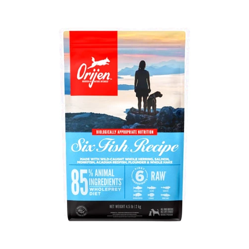 ORIJEN Six Fish Dry Dog Food, Grain Free and Chicken Free Dog Food, Fresh or Raw Ingredients, 4.5lb