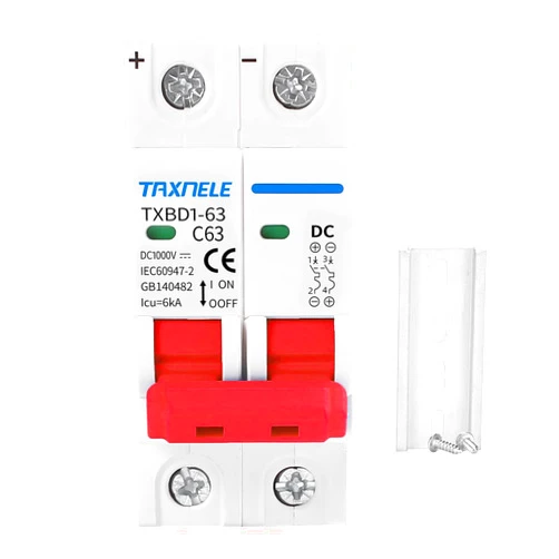TAXNELE DC Miniature Circuit Breaker 2P 1000V 63A Solar Mini Circuit Breaker Battery Switch Thermal Magnetic Trip DIN Rail Mount DC Disconnect Switch DC MCB for Photovoltaic PV System (25A)