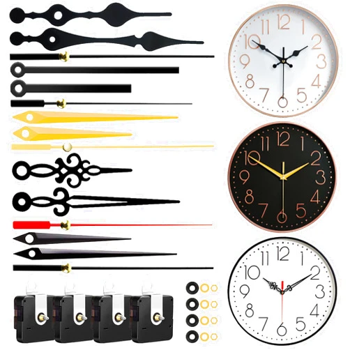 PARAOR 4 PCS High Torque Quartz Clock Movement Mechanism Replacement Clock Kit with 5 Different Pairs of Hands Clock for DIY Repair Clock Parts Shaft Lengths 12mm 15.5mm 21.5mm (Style 1)