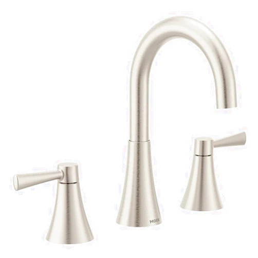 Moen Ronan Spot Resist Brushed Nickel Two-Handle Widespread Modern Bathroom Faucet, Valve Included, 84023SRN