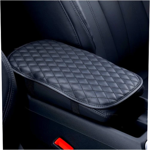 ESKONKE Car Center Console Cover, PU Leather Auto Armrest Cover, Scratch Resistant/Wear-Resistant/Waterproof Universal Car Armrest Storage Box Interior Accessories (Black)
