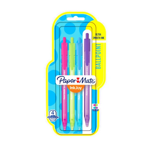 Paper Mate InkJoy 100RT Retractable Ballpoint Pens, Medium Point, Assorted, 4 Pack (1951391)