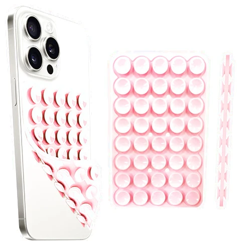 Yojaro Silicone Suction Cup Phone Case Mount Double Sided, Phone Accessories Hands-Free Strong Grip Holder for Selfies and Videos, Silicon Phone Stand for iPhone and Android Light Pink