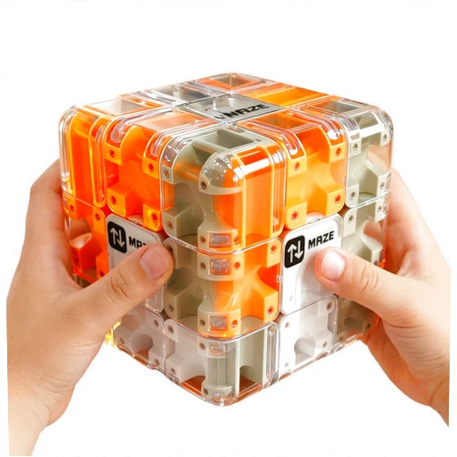 TNDCKP 3D Rolling Ball Maze Cube & Marble Maze Puzzle - Large Labyrinth Brain Teaser Toy for Kids Ages 4-8, 8-12 & Adults. Challenging 3D Puzzle Game. Best Travel Birthday Gift (Orange Color)