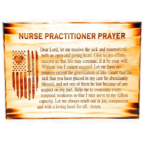 Handmade Delta Pine Woodworks Nurse Practitioner Prayer Plaque | Nursing Plaque | Nurse Graduation Gift | Np Gifts, LPN Gifts | Gift For Caregiver | Nursing Student Gift