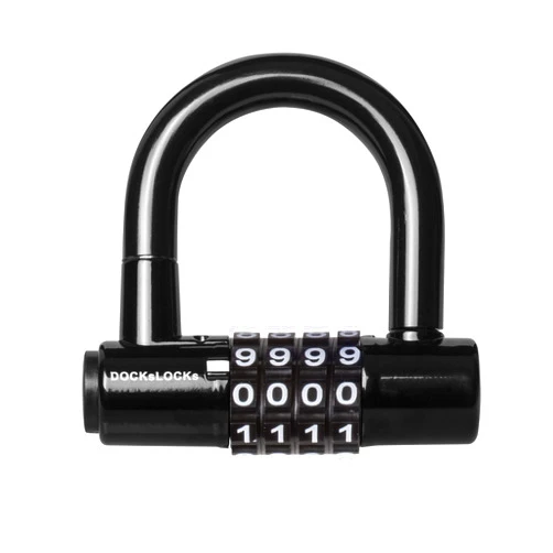 DocksLocks Compact Heavy Duty Weather Resistant Padlock Style Anti Theft U-Lock with Resettable Combination for Gyms, Bikes, Security Cables, Gates