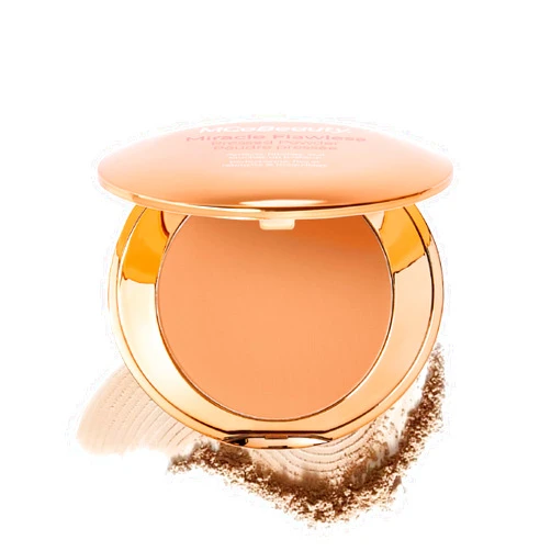 MCoBeauty - Miracle Flawless Pressed Powder - 2 Natural Medium Shade - Compact Setting Powder with Rose Flower Extract and Sweet Almond Oil - Helps Finish and Refine the Look of Makeup