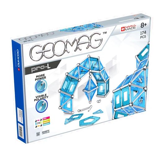 Geomag Swiss-Made Pro-L Ultimate Magnetic Construction & Engineering System 174-Piece Building Set for Kids Ages 8+, Sticks & Connectors, STEM Montessori Educational Toy, Creativity, Engineering Fun