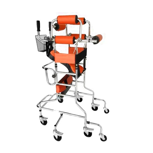 FHRX Wheeled Walkers and Rollators Walker Up and Down Adjustable Walker Cerebral Palsy Rehab Exercise for Disabled Adult Rehab Wheel Foldable Walker (Color : Orange, Size : Women)