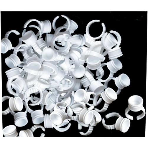 AM RONG MAGIC Pigment Rings - 100PCS Tattoo Rings Cups Disposable Makeup Rings Tattoo Glue Holder,Tattoo Ink Ring Adhesive Makeup Glue Rings Palette Plastic Nail Art Eyelash Extension Rings (Medium 100pcs)