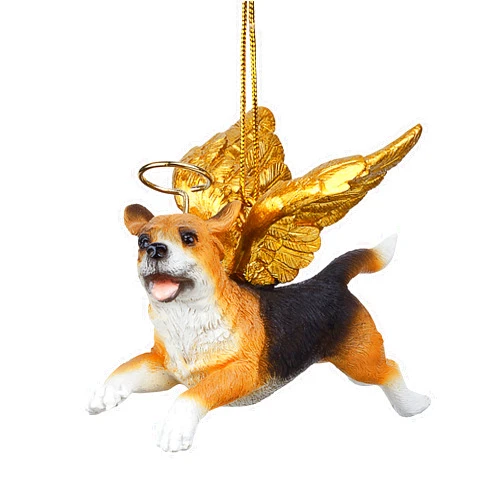 Design Toscano Christmas Tree Ornaments - Honor The Pooch Beagle Holiday Angel Dog Ornaments