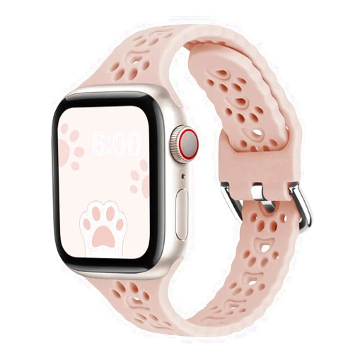 STARAMZ Paw Silicone Bands Compatible with Watch Band 38mm 40mm 41mm 42mm 44mm 45mm for Women, Slim Lace Hollow-out Sport Strap Replacement Wristbands for iWatch Series 7 6 5 4 3 2 1 SE