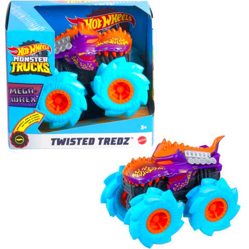 Hot Wheels Monster Trucks Twisted Tredz Creature Themed 1:43 Scale Flywheel Friction Motor Assorted Stylized Giant Wheels Power over Terrain and Obstacles for Crashing and Smashing Action Kids