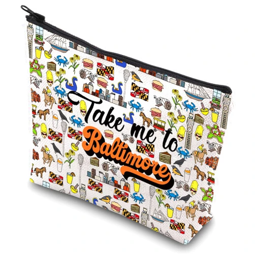G2TUP Baltimore Maryland Travel Cosmetic Bag Baltimore Landmarks Souvenirs Gift Take me to Baltimore Zipper Pouch Bag Baltimore Merch (Baltimore)