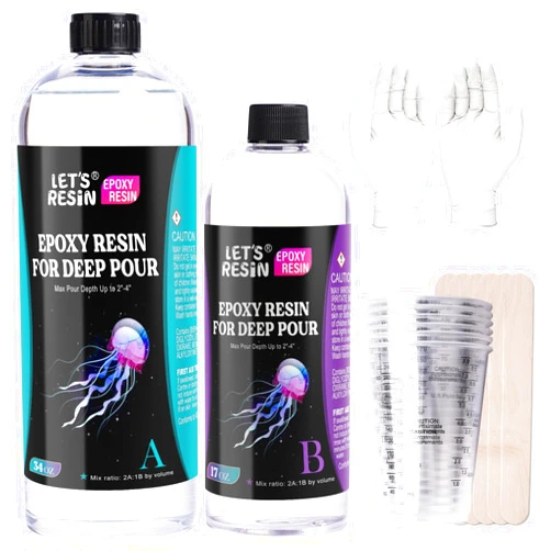 LET'S RESIN EPOXY RESIN Deep Pour Epoxy Resin, 51OZ 2-4 inch Clear Epoxy Resin Kit,Bubble Free Low Odor 2:1 Low Viscosity Casting for River Table,Wood,Flower Preservation, Art Crafts