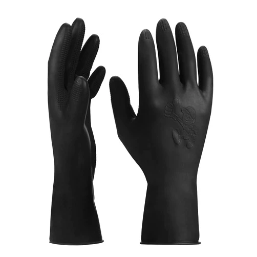 ThxToms 3 Pairs Hair Dye Gloves, Reusable Professional Hair Color Rubber Gloves for Home and Salon Black,Medium