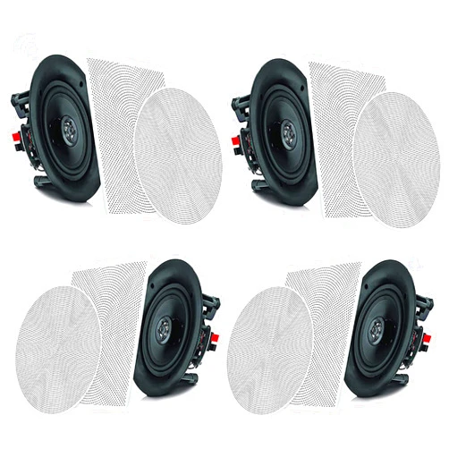 Pyle 6.5” 4 Bluetooth Flush Mount In-wall In-ceiling 2-Way Speaker System Quick Connections Changeable Round/Square Grill Polypropylene Cone & Tweeter Stereo Sound 4 Ch Amplifier 200 Watt - PDICBT266