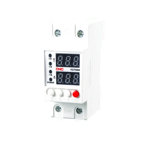 CNC Smart Circuit Breaker Overvoltage and Undervoltage Protector Adjustable Voltage and Current 80-210V Low and 130-300V High Cutoff,1-63A Overcurrent Protector, DIN Rail Mount