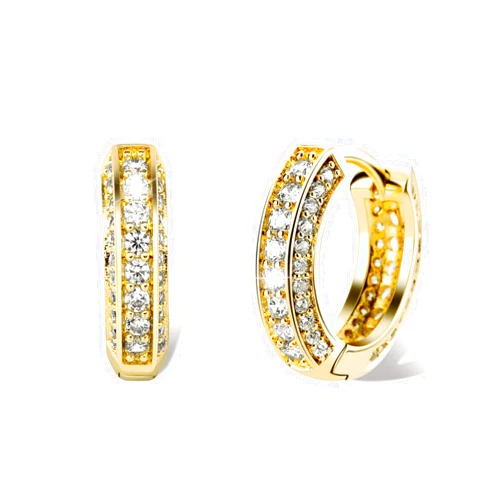 TOPGRILLZ Iced Out Hoop Earrings Cubic Zirconia Huggie Cartilage Cuff Hypoallergenic 14K Gold Plated Luxury Fashion Round Circle Earrings For Men Women