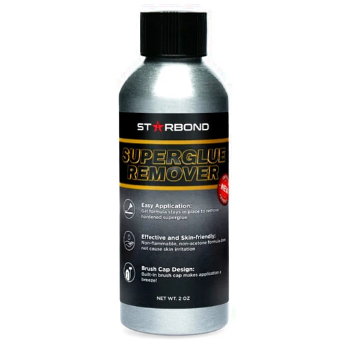 Starbond Super Glue Remover, Dissolves Glue, CA Glue Debonder, Easy Brush Cap Applicator, 2 oz