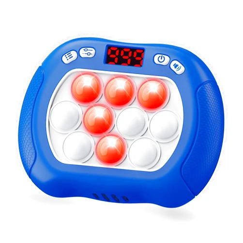 Intoypad Pop Game Light Up Fidget Toy for Kids, 6 Modes LED Screen Quick Push Games Controller Electric Fidget Popper Game Bubble Road Trip Activities Car Games Birthday Gifts Toys for Kids Boys Blue