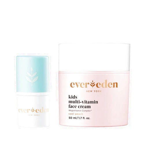 Evereden Kids Face Cream: Cool Peach, 1.7 oz. & Kids Lip Balm, 0.13 oz | Clean and Non-Toxic Kids Products | Multi-Vitamin Skin Care for Kids