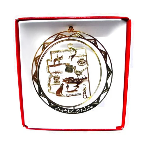 NATION'S TREASURES Arizona State Brass Christmas Ornament Travel Souvenir Gift