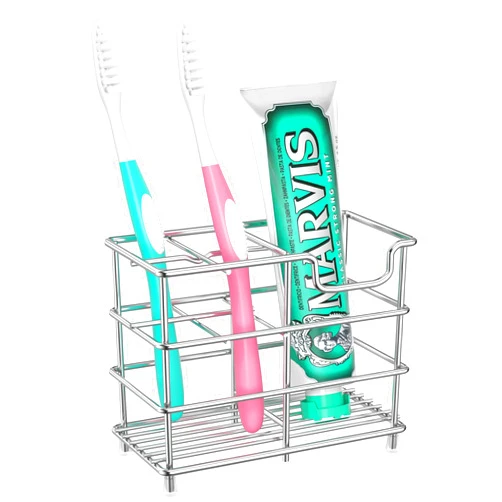 HBlife Small Toothbrush Holder for Bathroom, 5 Slots Silver Stainless Steel Bathroom Accessories Organizer