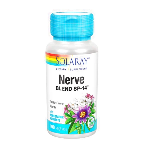 SOLARAY Nerve Blend SP-14 | Homeopathic Nutrients | Healthy Relaxation, Calming & Sleep Support | 50 Serv | 100 VegCaps