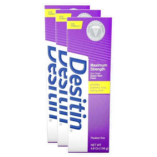 Generic Desitin 3-Pack Maximum Strength Baby Diaper Rash Cream with 40% Zinc Oxide for Treatment, Relief & Prevention, Hypoallergenic, Phthalate- & Paraben-Free Paste, 14.4 oz by Vitasoul, White