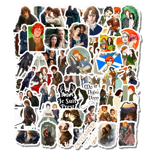 Philevathan 58 Pcs Stickers Pack Wall Sticker Funny Outlander Aesthetic 58 Vinyl Colorful Waterproof Decal for Bumper Bike Bottle Skateboard Laptop Water Car Guitar Luggage,White,8.5 x 11