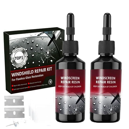 MalaFox Windshield Repair Kit, 2026 Latest Car Windshield Crack Repair Kit, 5Min Quick-Repair, 2 Bottles Nano Glass Repair Liquid,Fix Bullseye & Star Cracks. All Crack Types Windshield Repair Kit.