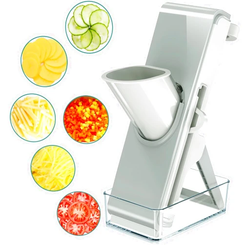 LaCyan Safer Mandoline Food Slicer, Potato Slicer, Mandoline Slicer for Kitchen Professional 4 in 1 Julienne Slicer, Vegetable Chopper Mandolibe Slicer, Kitchen Chopping Artifact Fast Meal Prep (Grey)