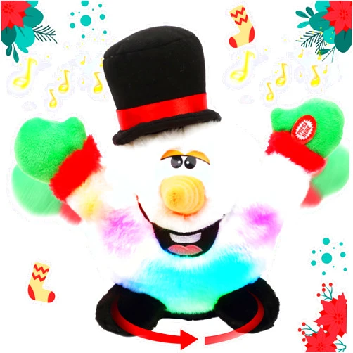 Hopearl Singing Dancing Light up Christmas Interactive Toy Snowman Snowball Animated Plush Toy Gift for Kids Toddlers Boys Girls, 11''