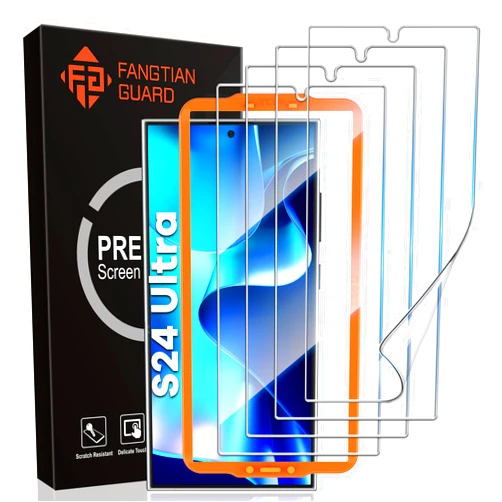 FANGTIAN GUARD FANGTIAN [4-Pack] for Samsung Galaxy S24 Ultra Screen Protector [Not Glass] - Film for S24 Ultra Screen Protector [6.8Inch][Fingerprint Compatible][Alignment Tool]