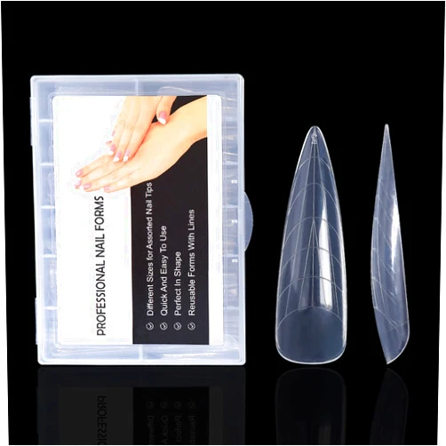 NMKL38 120Pcs Dual Forms Full Cover Nail Tips Upper Arched Extension Mold (Stiletto I)