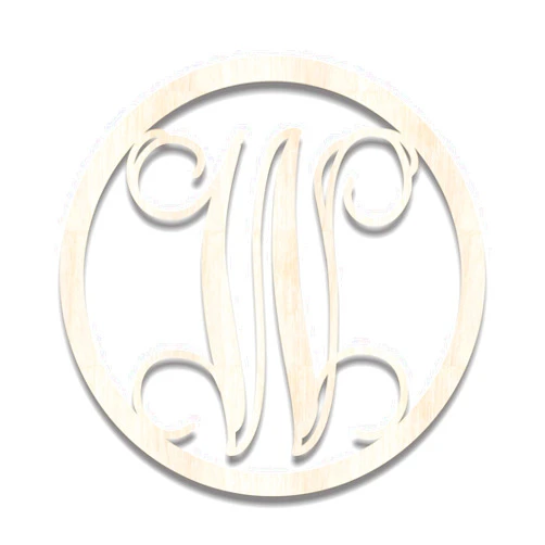 Back40Life - Precision Cut Vines Circle Wood Monogram Letter - 13-inch Unfinished W