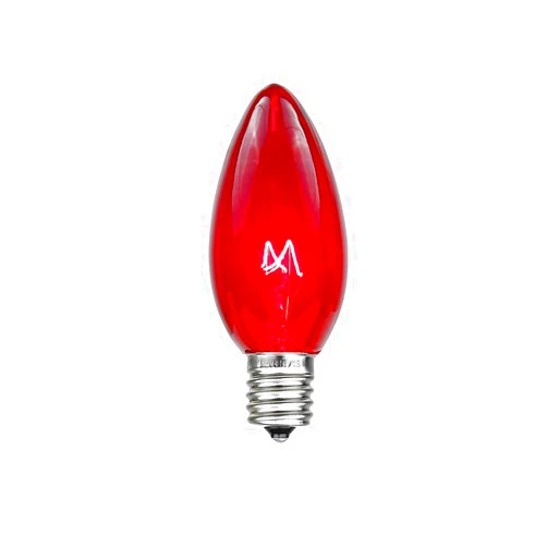 Novelty Lights Incandescent Replacement Bulbs - Outdoor Individual Bulbs for Events, Holiday Parties, Patios, and More - C7/E12 Candelabra Base, 5 Watt Lights (Red, 25 Pack)